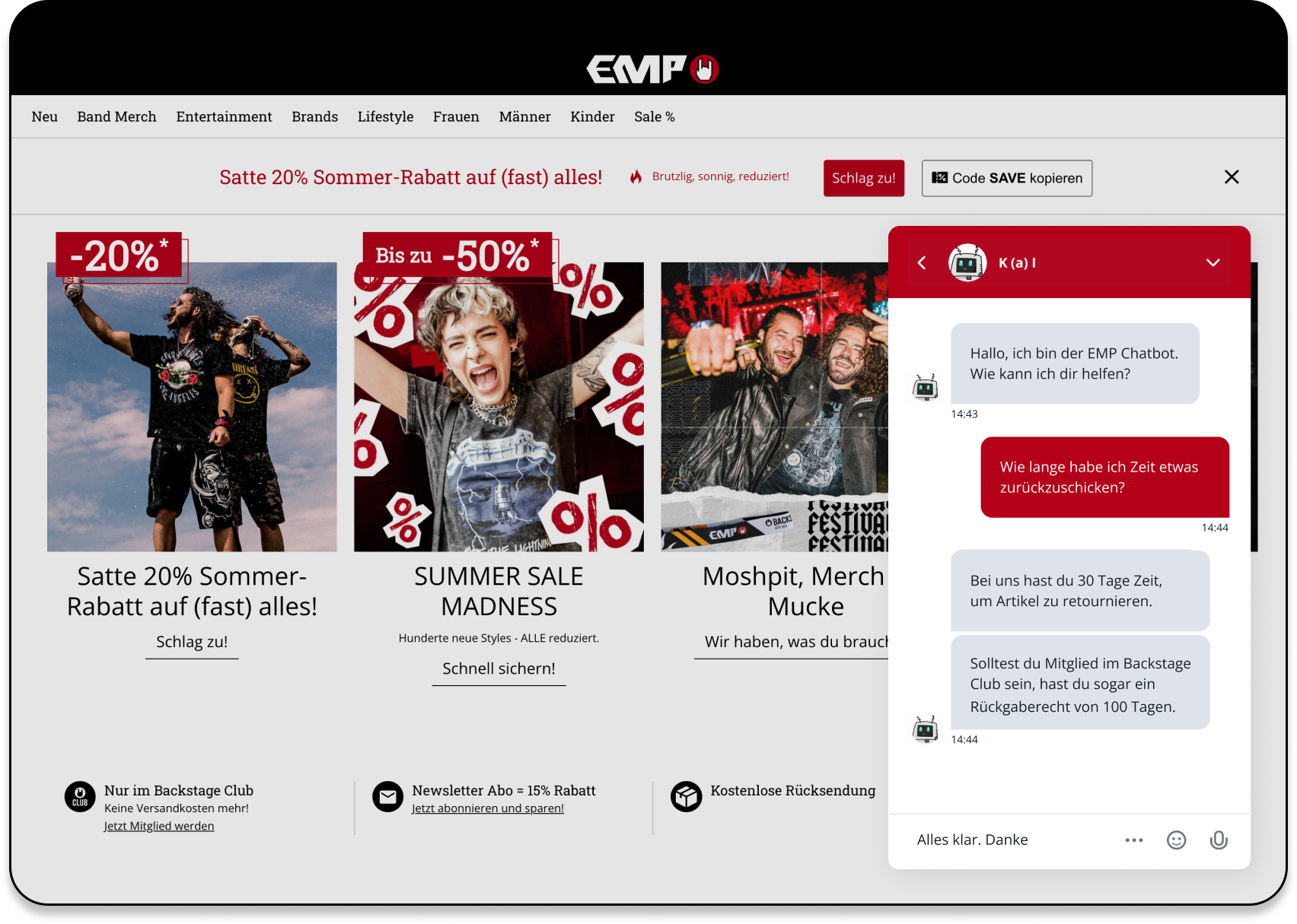 EMP Chatbot im Einsatz