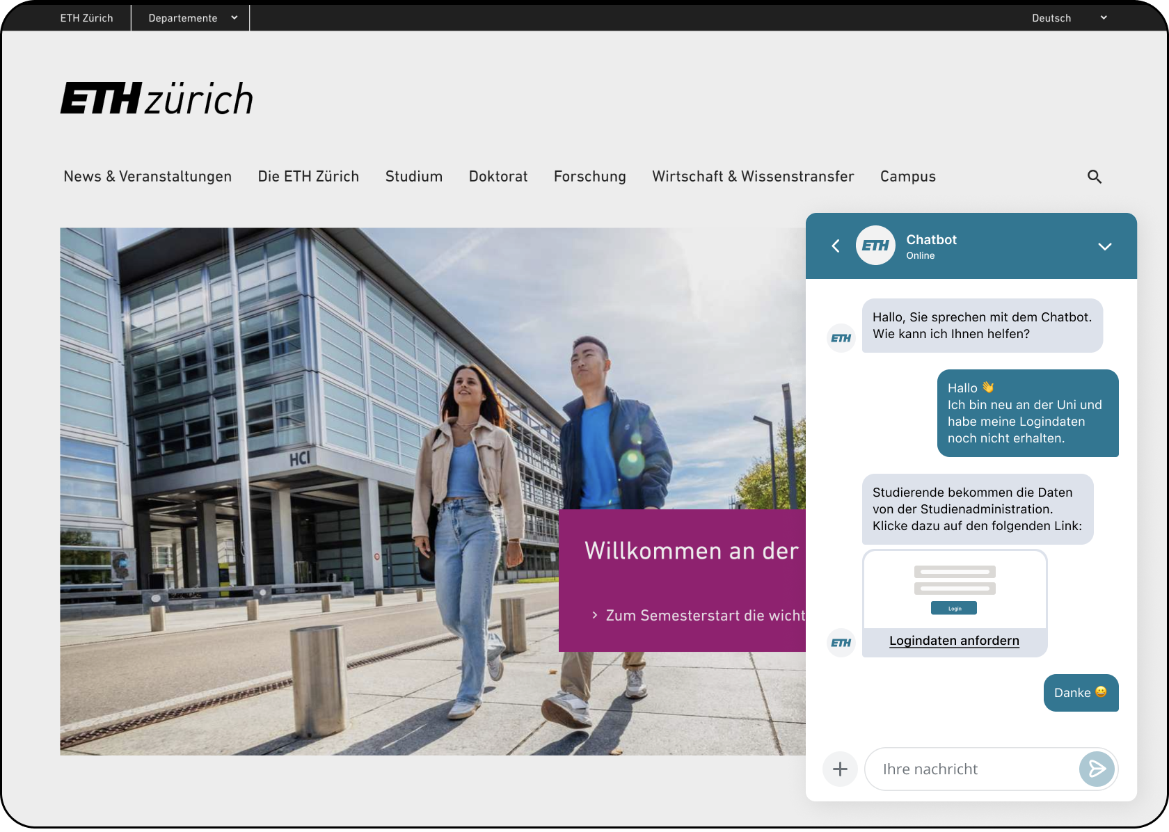 OMQ Chatbot bei der ETH Zürich im Einsatz
