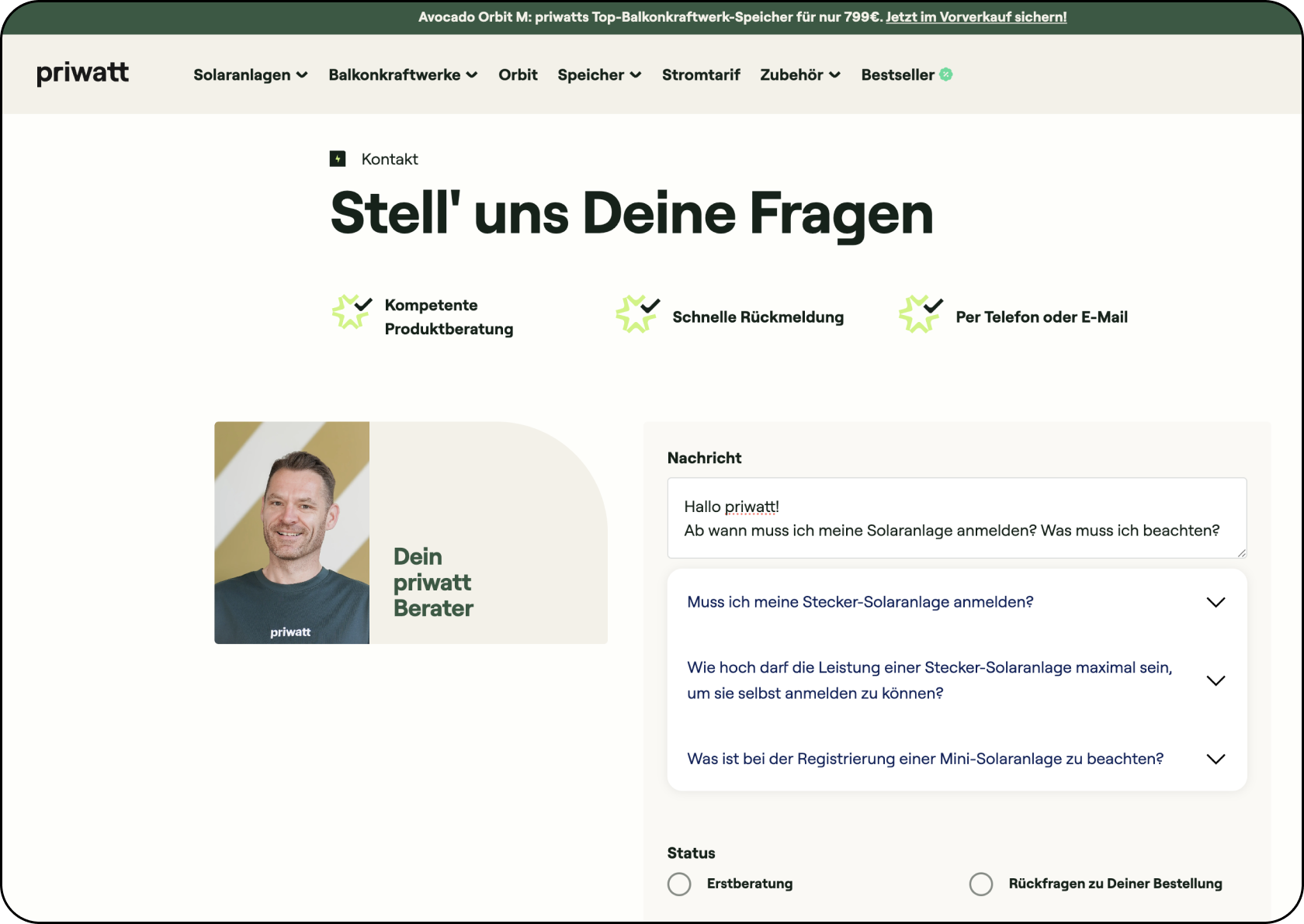OMQ Contact im Einsatz bei priwatt