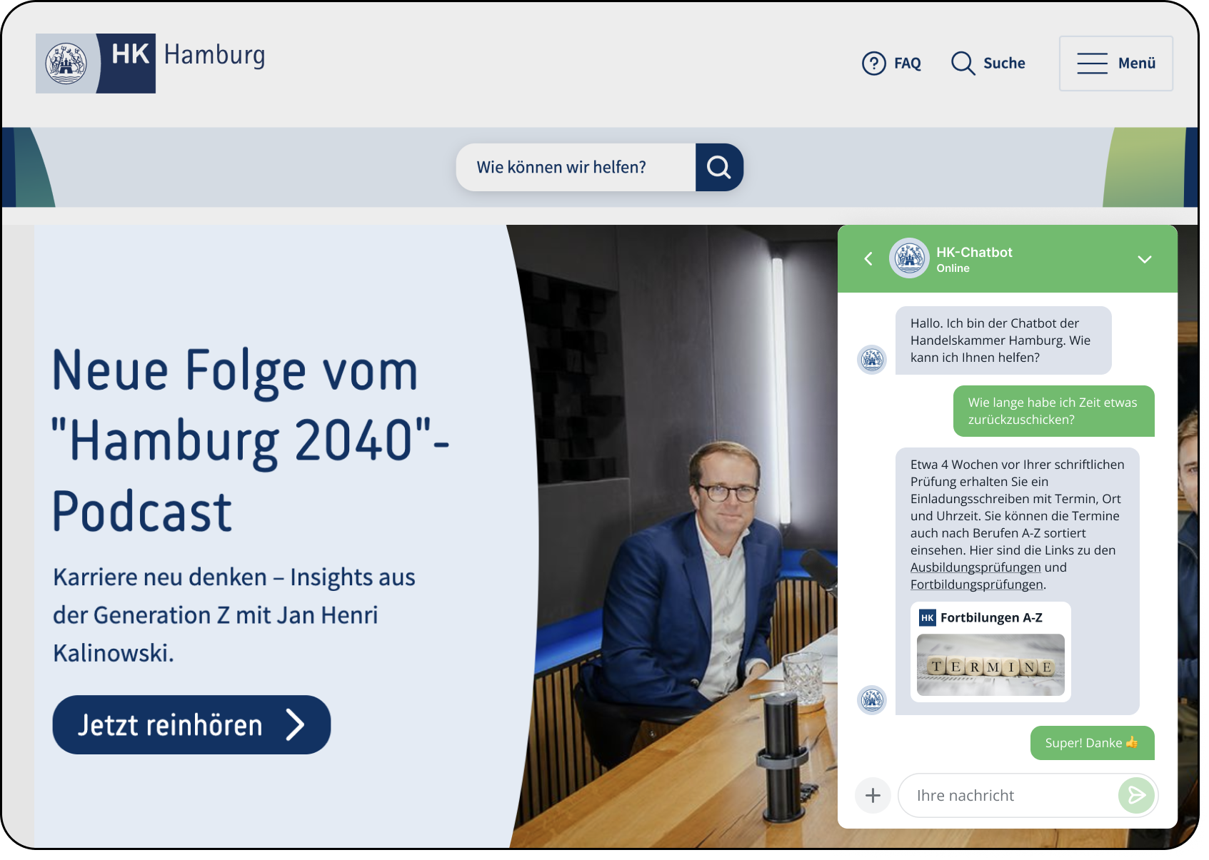 OMQ Chatbot im Einsatz bei Handelskammer Hamburg