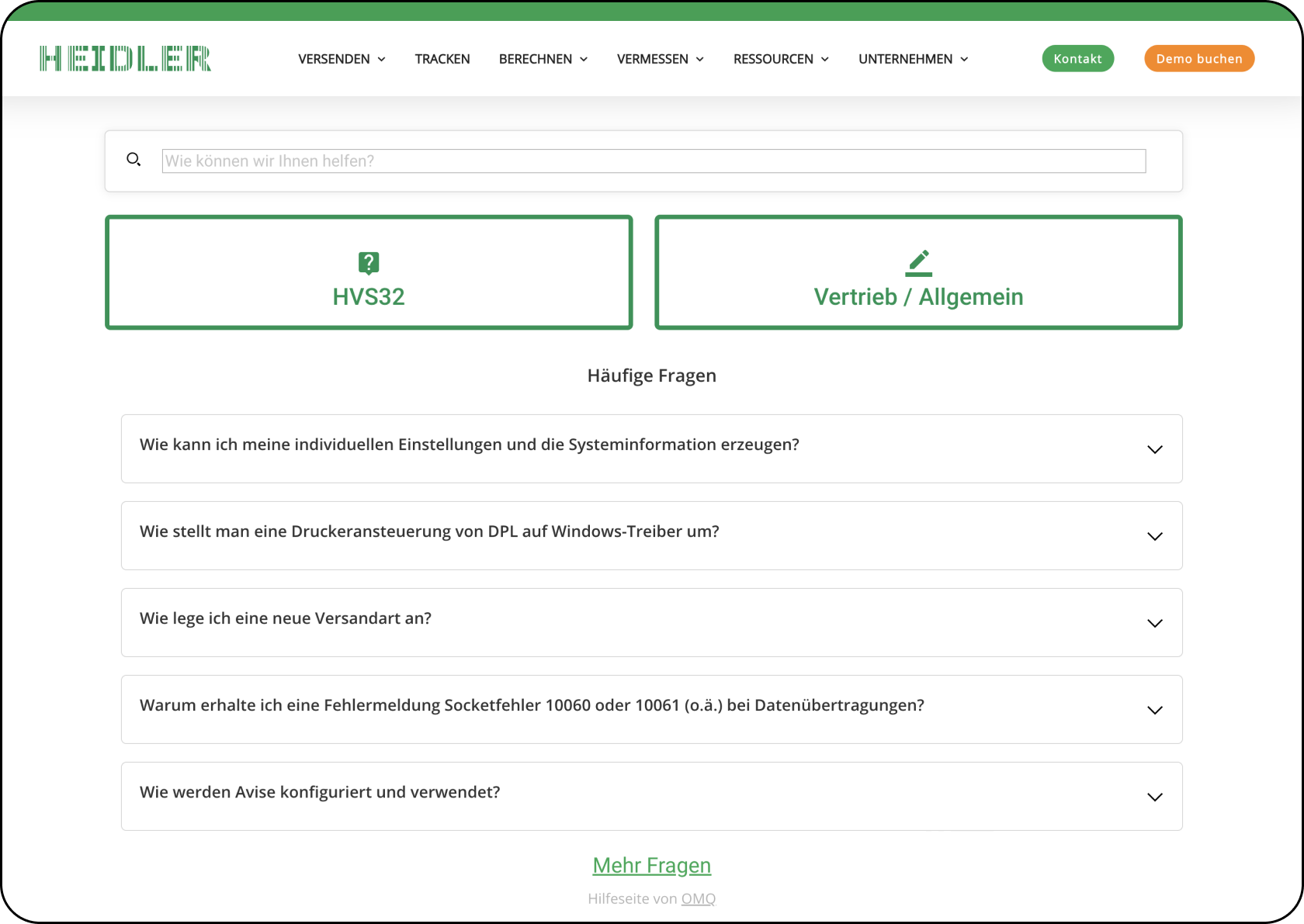 OMQ Help im Einsatz bei Heidler Strichcode