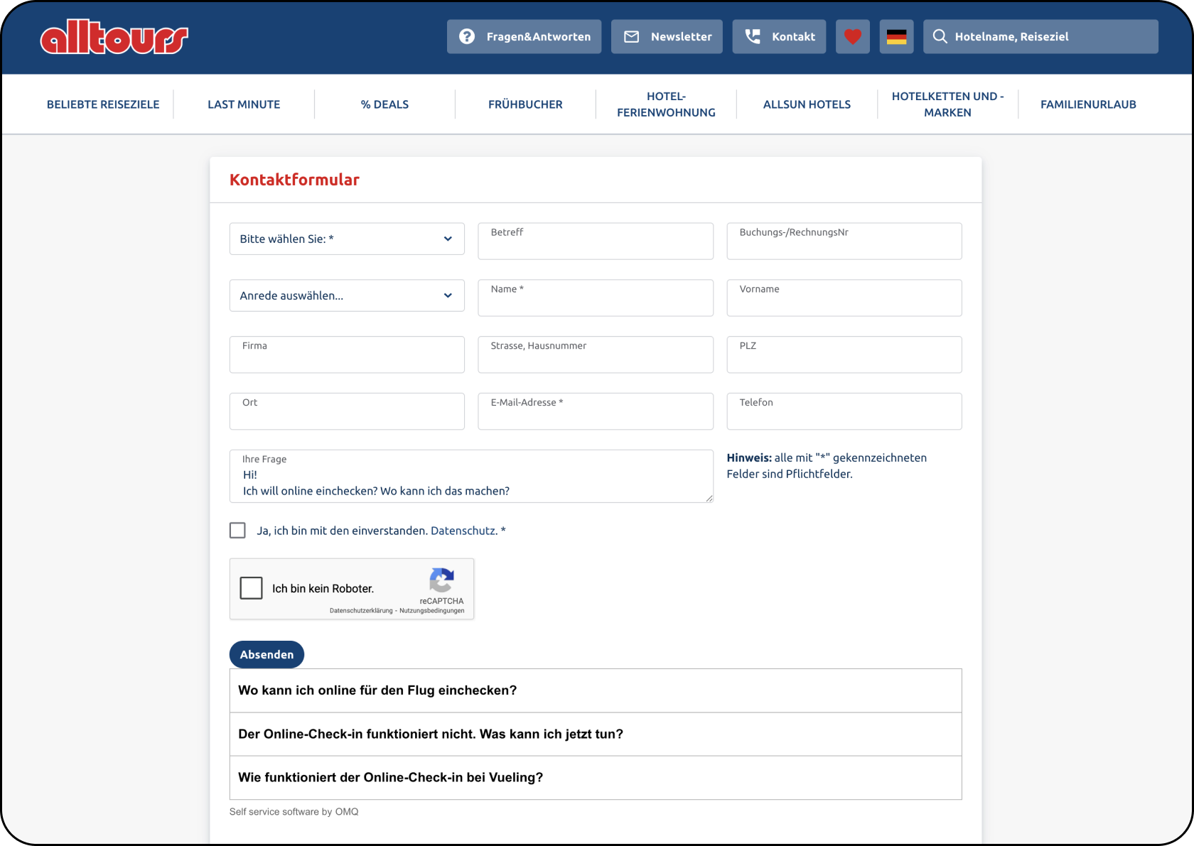 OMQ Contact im Einsatz bei Alltours