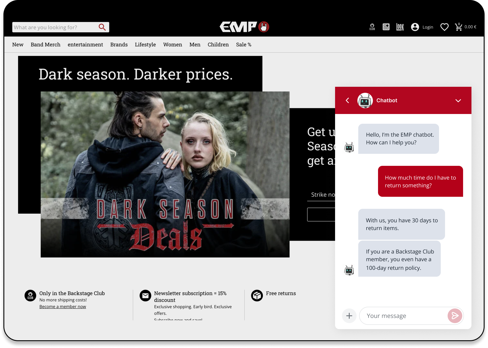 EMP Chatbot in use