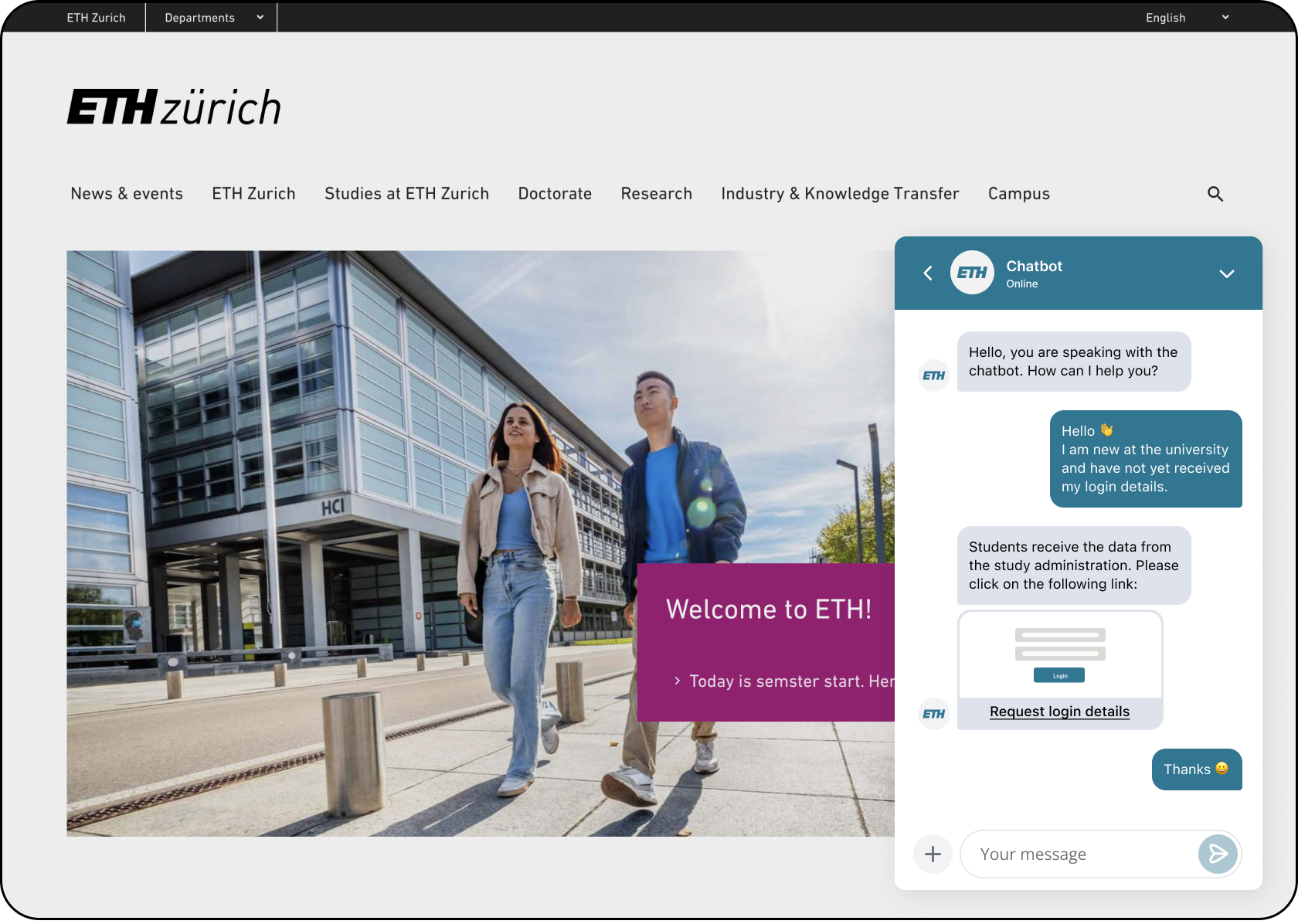 OMQ Chatbot in use at ETH Zurich