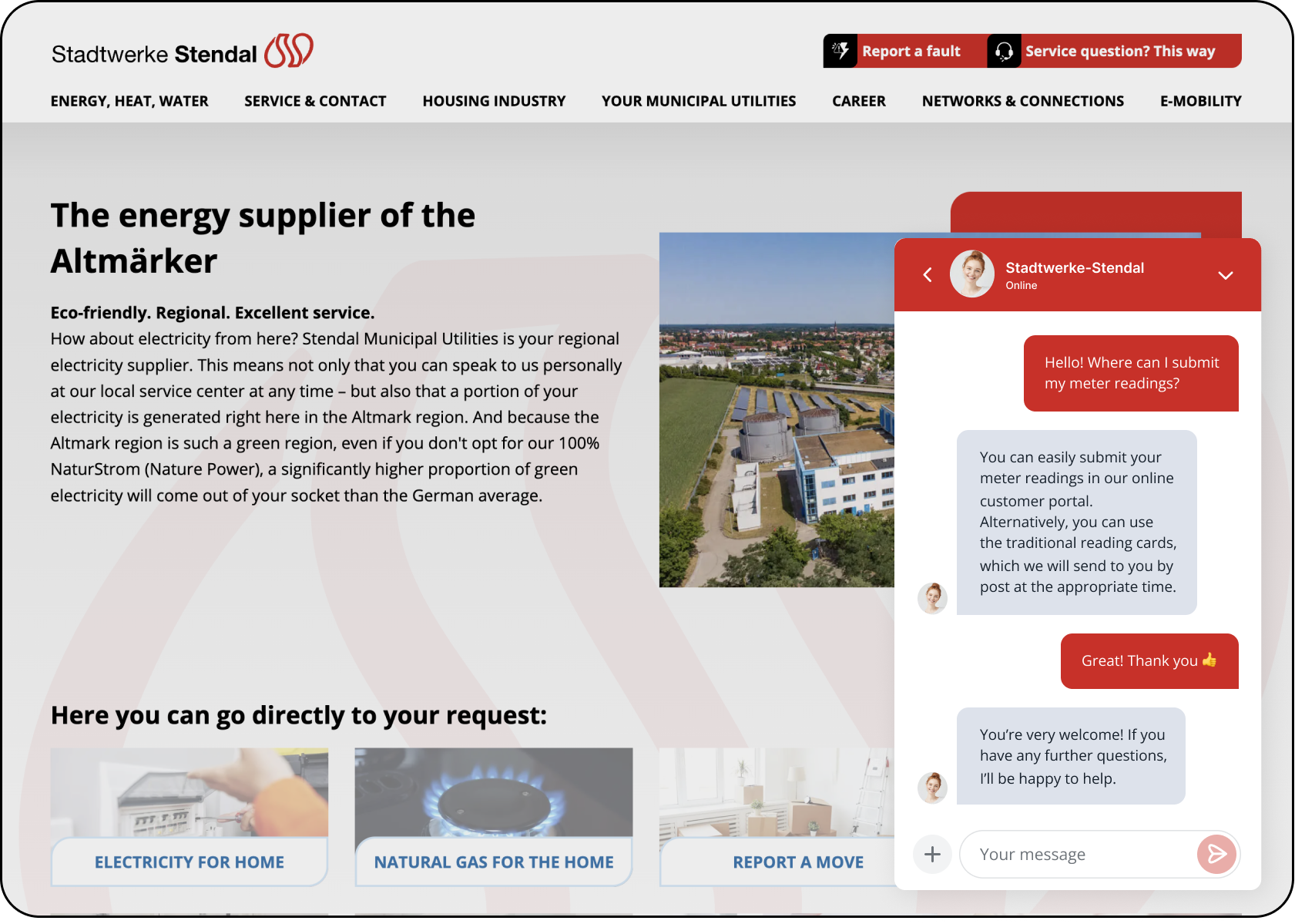 OMQ Chatbot in action at Stadtwerke Stendal