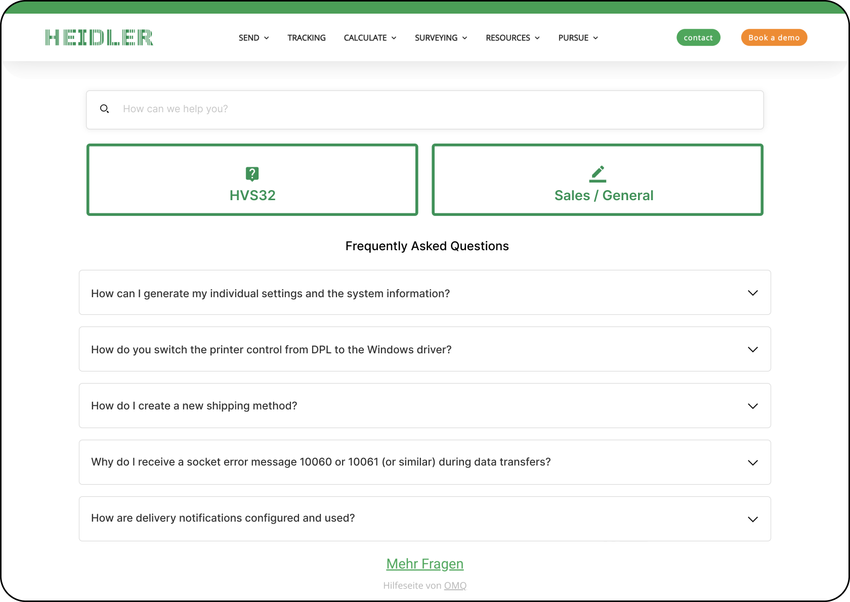 OMQ Help in use at Heidler Strichcode