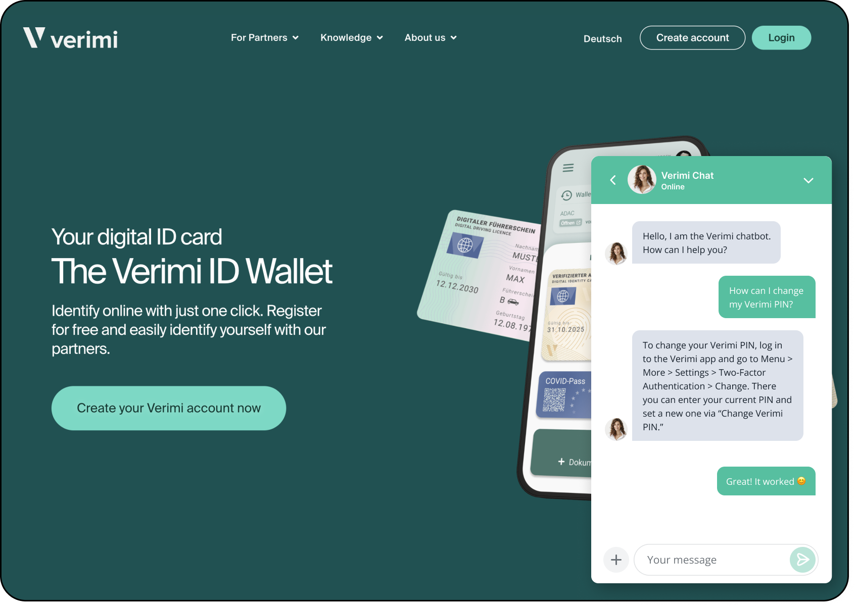 OMQ Chatbot in use at Verimi