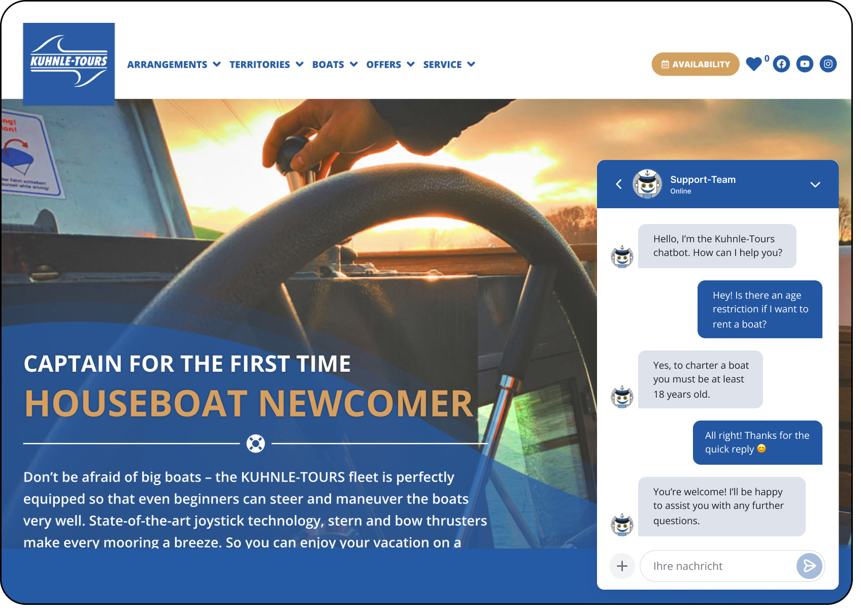 OMQ Chatbot in use at Kuhnle Tours