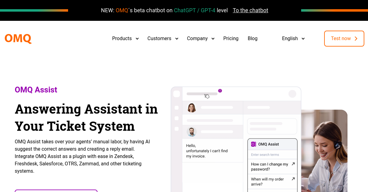 Agents answer customer inquiries more efficiently with AI | OMQ