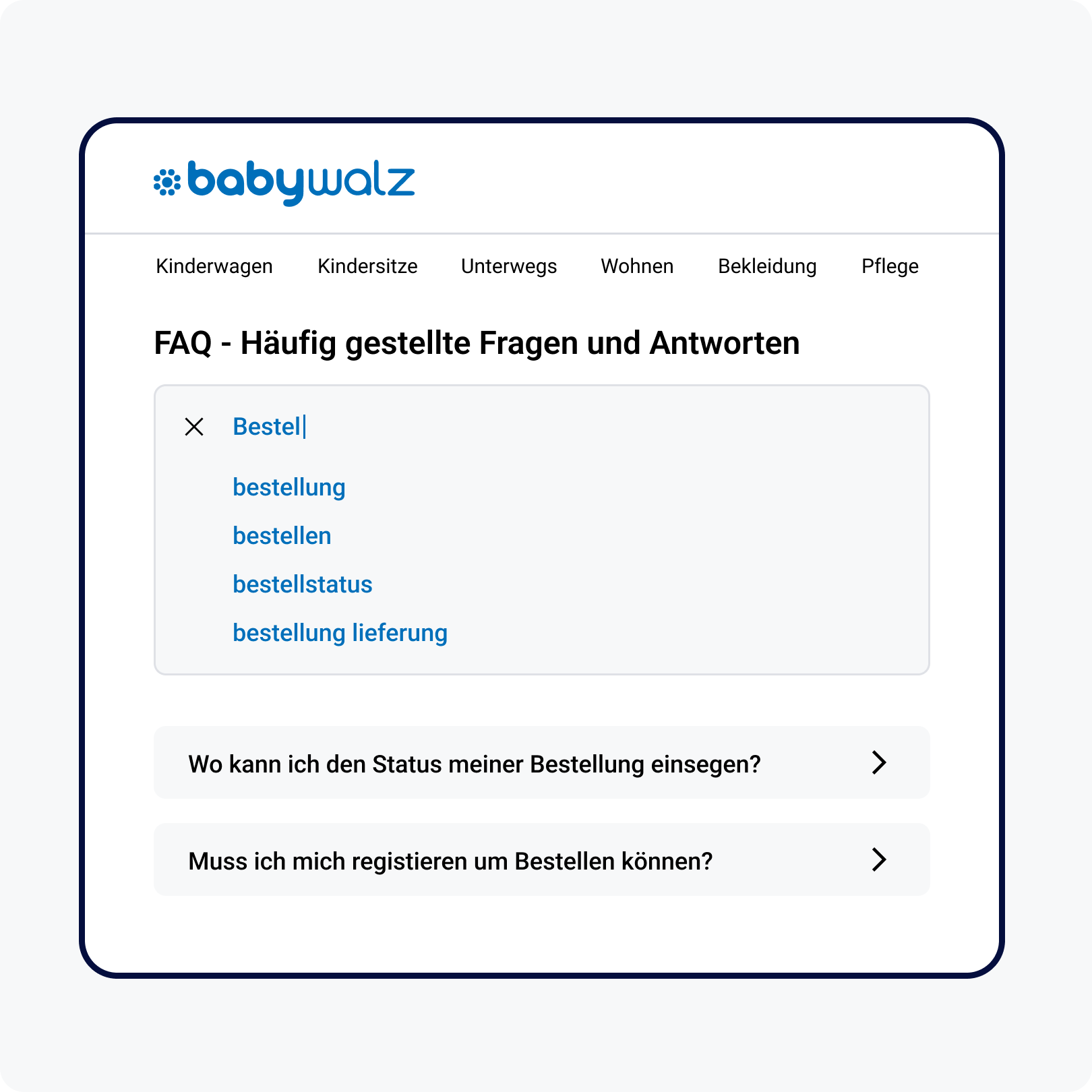 Autocomplete im FAQ