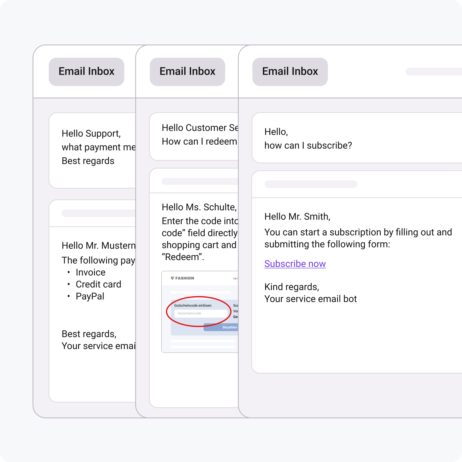 OMQ Reply tailored answers