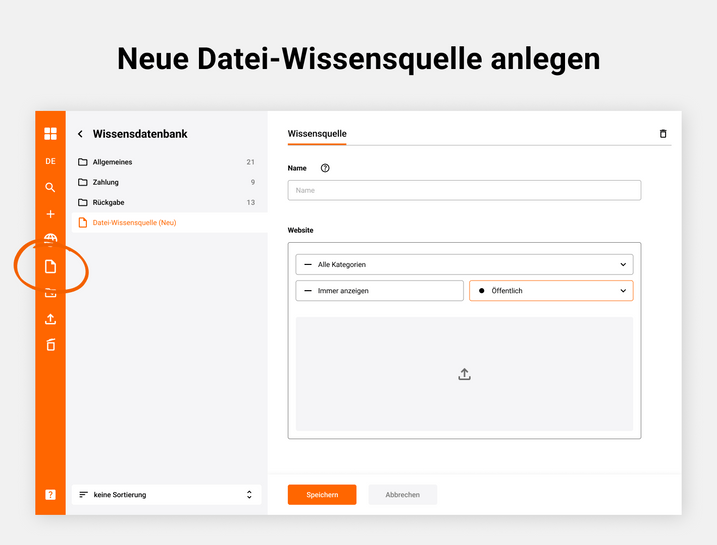 Neue Datei-Wissensquelle anlegen Neue Datei-Wissensquelle anlegen