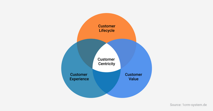 Customer Lifecycle, Customer Value, Customer Experience and Customer Centricity in the centre.