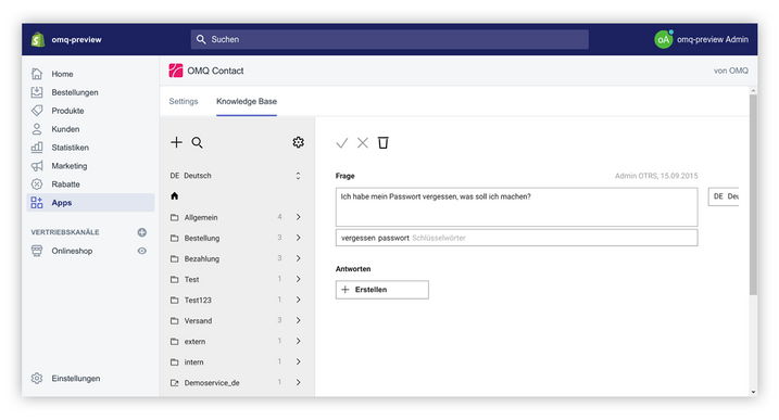 Kundenservice in Shopify mit der Künstlichen Intelligenz von OMQ automatisieren
