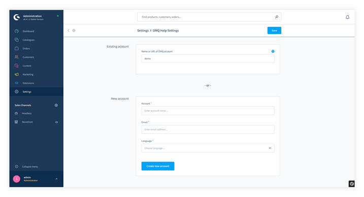 Shopware 6 - Login to OMQ Account