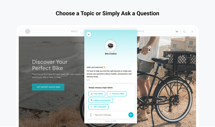 Customers select a topic or ask a question directly