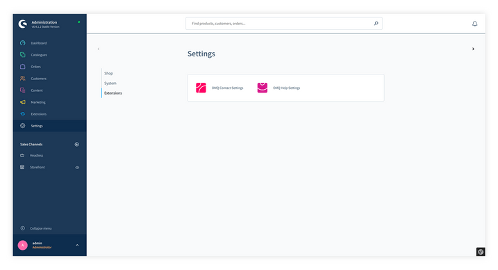 Shopware 6 - OMQ Help Settings