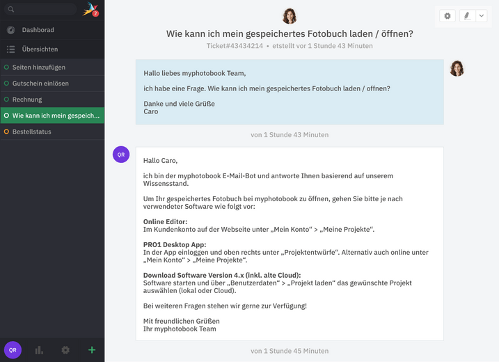 Beispiel OMQ Auto-Reply Modus